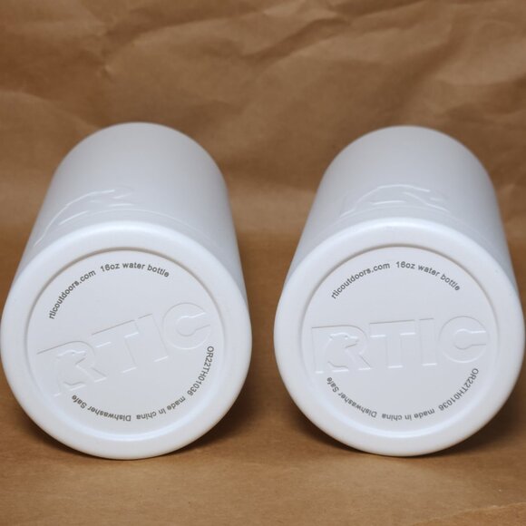 Set of Two RTIC Insulated Water Bottle 16oz Dishwasher Safe Matte White - Picture 7 of 10